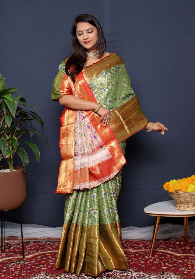 Tissue Meenakari Silk Kanchipuram Saree Catalog